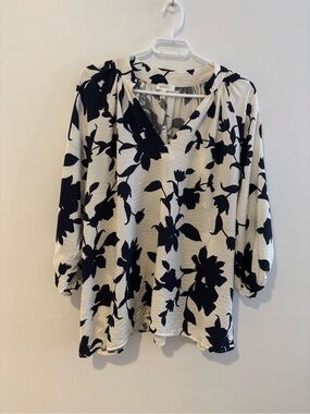 Whistles White Blouse with Navy Floral Print